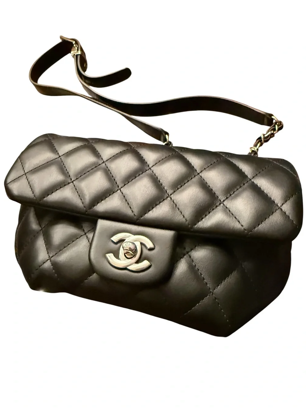 CHANEL Black Quilted Belt Bag with Gold Hardware